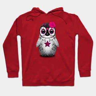 Pink Day of the Dead Sugar Skull Penguin Hoodie